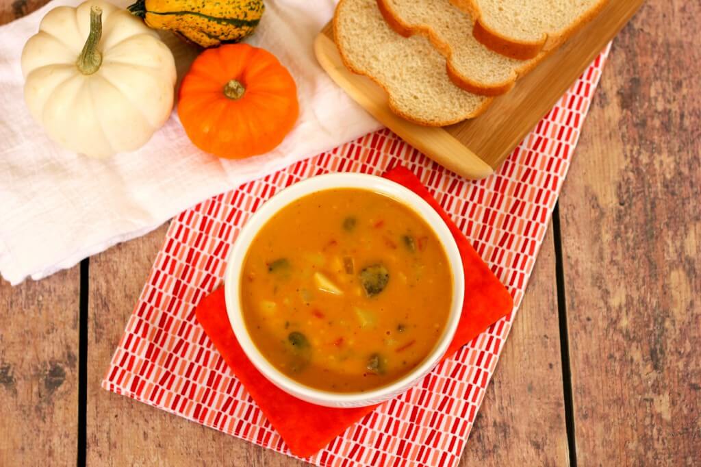 This Creamy Pumpkin Soup is full of pumpkin flavor, filled with vegetables, and healthy.