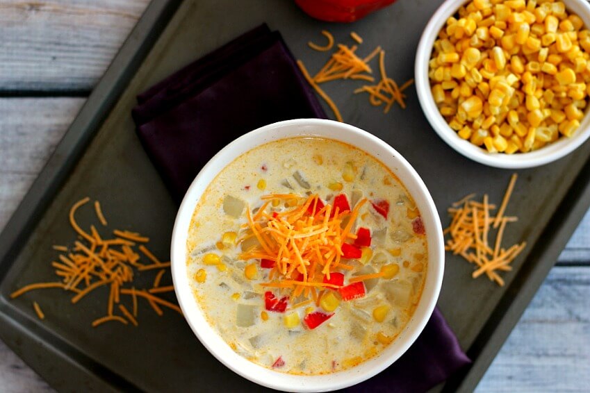 This Creamy Corn Chowder is hearty, thick, and full of veggies.