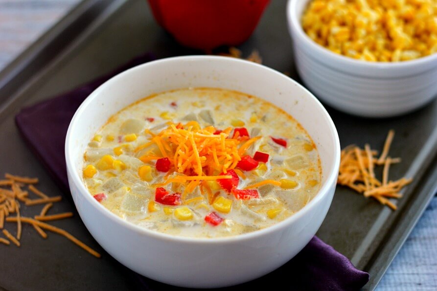 This Creamy Corn Chowder is hearty, thick, and full of veggies.
