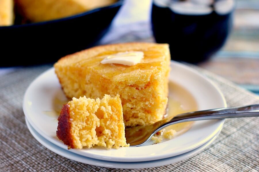 This Skillet Buttermilk Cornbread is soft, moist, and contains a buttery crust, perfect for munching on for breakfast or dinner.