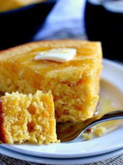 This Skillet Buttermilk Cornbread is soft, moist, and contains a buttery crust, perfect for munching on for breakfast or dinner.