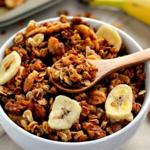 This Banana Bread Granola is crunchy, hearty, and tastes just like banana bread.