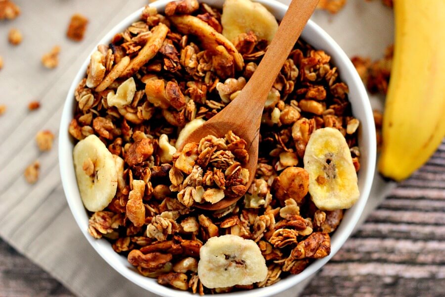 This Banana Bread Granola is crunchy, hearty, and tastes just like banana bread!