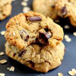 a chocolate chunk cookie with a bite taken out