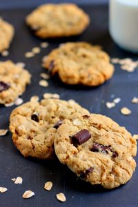 two chocolate chunk oatmeal cookies