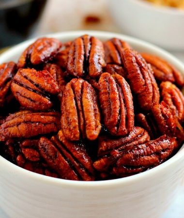 Crunchy, sweet, and brimming with maple and cinnamon flavors, these Maple Cinnamon Pecans are the perfect snack to munch on throughout the day!