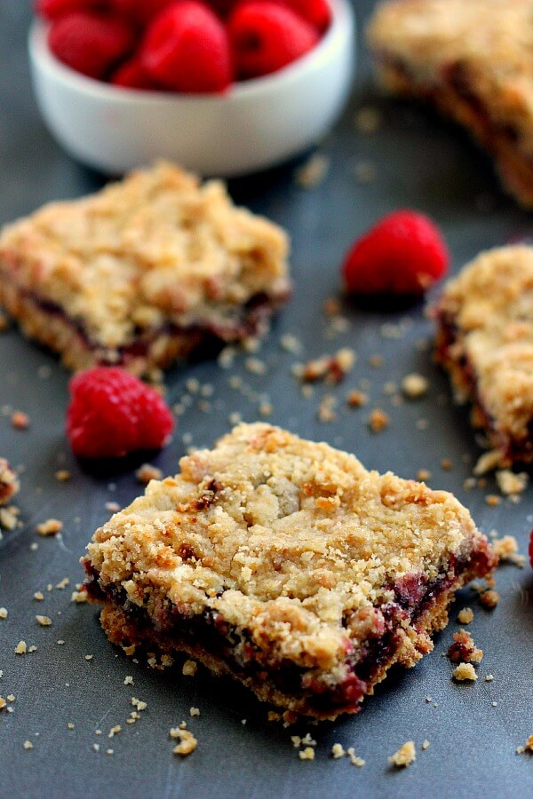 Jam-packed with raspberries, layered on a buttery crust and topped with streusel, these Raspberry Crumble Bars taste like your favorite pie, in bar form!