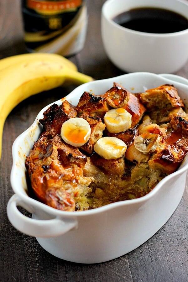 Filled with ripe bananas, BAILEYS® Caramel Coffee Creamer, and caramel sauce, this Banana Caramel French Toast Bake is an easy breakfast that makes getting up in the mornings just a little bit easier!