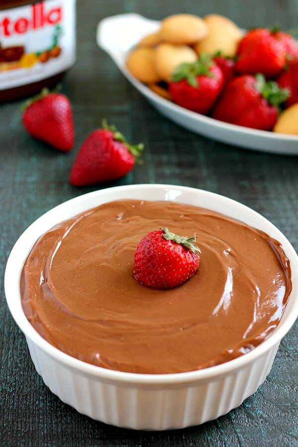 This Creamy Nutella Dip contains just two ingredients and is perfectly sweet and decadent!