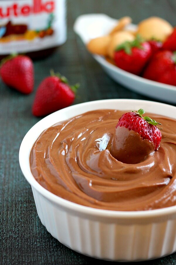 This Creamy Nutella Dip contains just two ingredients and is perfectly sweet and decadent!