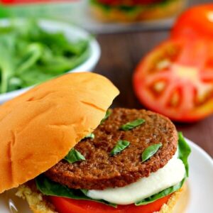 These Caprese Veggie Burgers are jam-packed with flavor and topped with tomatoes, basil, and mozzarella cheese. If you love anything filled with caprese ingredients, then these burgers were made for you!