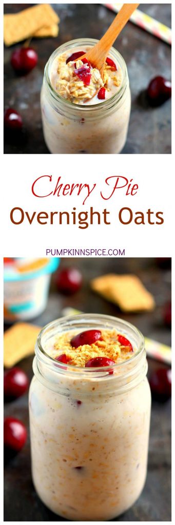 Packed with just a few simple ingredients, these Cherry Pie Overnight Oats taste just like cherry pie, in healthy form!