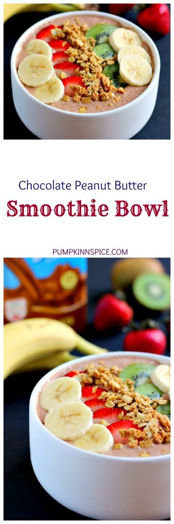This Chocolate Peanut Butter Smoothie Bowl is jam-packed with nutrients, protein, and fuel to keep you going all day long. It contains just a few simple ingredients and is full of chocolate and creamy peanut butter. You'll never guess that this bowl is secretly healthy!