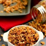 apple pie granola in a white dish