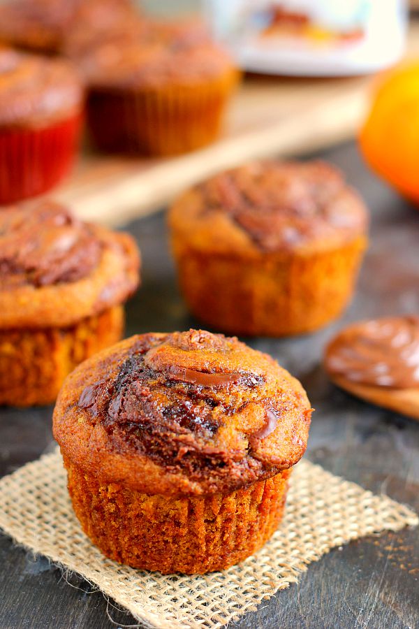 shot of nutella pumpkin muffins