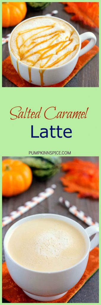 This Salted Caramel Latte is filled with warm flavors and is the perfect drink for when you need your coffee fix. It's easy to whip up and has a fraction of the calories that are found in coffee shop drinks!