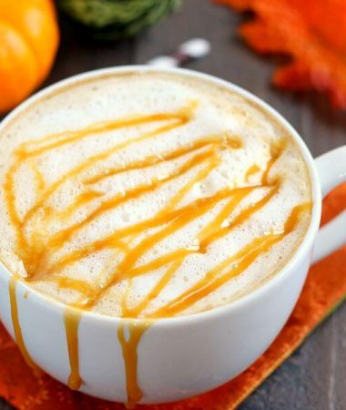 This Salted Caramel Latte is filled with warm flavors and is the perfect drink for when you need your coffee fix. It's easy to whip up and has a fraction of the calories that are found in coffee shop drinks!