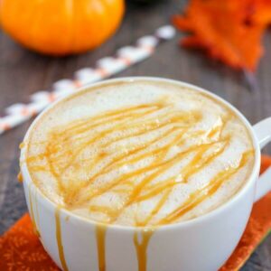 This Salted Caramel Latte is filled with warm flavors and is the perfect drink for when you need your coffee fix. It's easy to whip up and has a fraction of the calories that are found in coffee shop drinks!