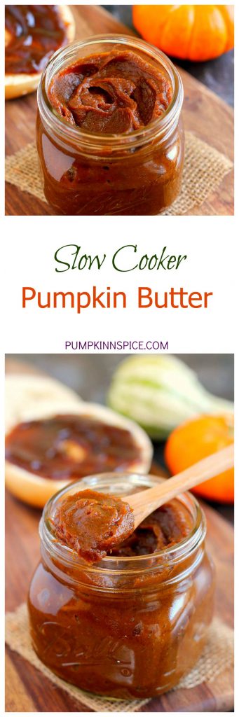 This Slow Cooker Pumpkin Butter combines the signature flavors of fall and is perfect to spread onto toast, bagels, and more. It's sweet, creamy, and so easy to make, that you'll never go back to the store-bought kind!