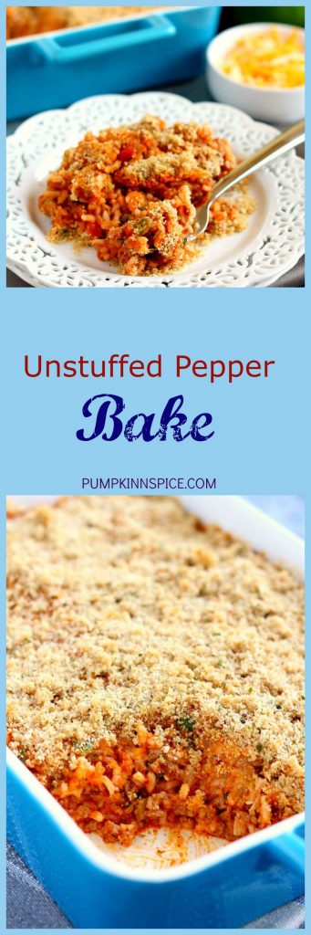 This Unstuffed Pepper Bake features the classic ingredients of stuffed peppers, but in casserole form. Jam-packed with ground beef, green peppers, rice, and spices, this dish take just 30 minutes from start to finish!