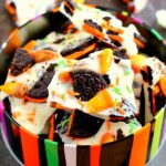 tin of halloween candy bark