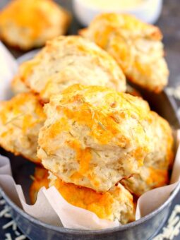 These Cheddar Rosemary Biscuits are soft, flaky, and bursting with flavor. The fresh cheddar cheese and rosemary gives these biscuits the perfect amount of zest. And best of all, it's ready in less than 20 minutes!