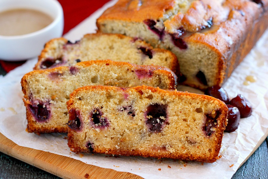 This Cherry Cola Bread is flavored with RC Ten, sweet cherries, and drizzled with a cola glaze. It packs a flavorful punch and is soft, moist, and perfectly sweetened. This bread makes the best holiday treat to share with those around you!