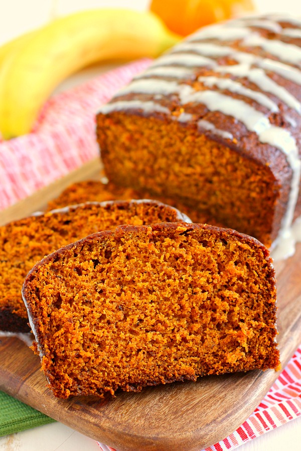 This Honey Glazed Pumpkin Banana Bread combines the classic fall flavor of pumpkin, swirled with hints of banana, and then topped with a sweet honey glaze. This bread soft, moist, and bursting with just the right amount of flavor. One bite and this is sure to be your new fall favorite!