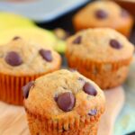 These Banana Chocolate Chip Muffins are jam-packed with sweet bananas and dark chocolate chips. The Greek yogurt keeps these muffins on the lighter side, while packing a punch of protein, which makes these muffins soft, moist, and flavorful!