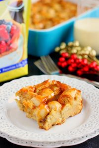 a square of overnight french toast bake on a plate