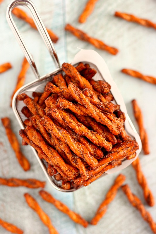 These Cinnamon Sugar Pretzels are sweet, salty, and full of flavor. With just four ingredients and hardly any prep work, you can have this tasty snack ready to be devoured in no time!