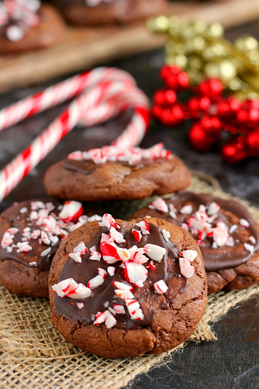 a pile of peppermint hot chocolate cookies