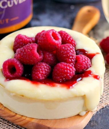 This Raspberry Baked Brie is sweet, savory, and perfect for entertaining during the holiday season. It makes an easy and impressive appetizer with minimal prep time. Pair it with a bottle of Gloria Ferrer wine and your holiday appetizer is guaranteed to be the hit of any party!