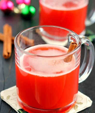 This Spiced Cherry Cider is filled with sweet apple cider and spiced with cinnamon and cherry gelatin. It's simmered until the flavors are blended together and makes the perfect drink for when you need a little warming up!