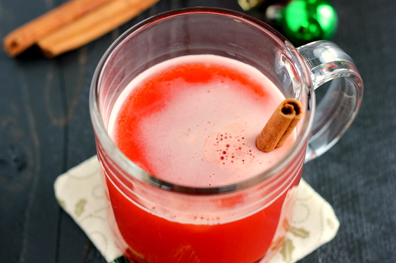 This Spiced Cherry Cider is filled with sweet apple cider and spiced with cinnamon and cherry gelatin. It's simmered until the flavors are blended together and makes the perfect drink for when you need a little warming up!