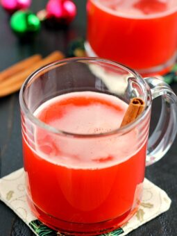 This Spiced Cherry Cider is filled with sweet apple cider and spiced with cinnamon and cherry gelatin. It's simmered until the flavors are blended together and makes the perfect drink for when you need a little warming up!