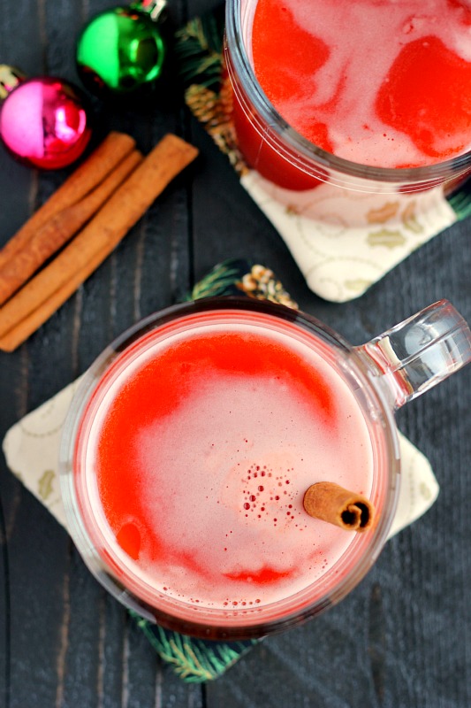 This Spiced Cherry Cider is filled with sweet apple cider and spiced with cinnamon and cherry gelatin. It's simmered until the flavors are blended together and makes the perfect drink for when you need a little warming up!