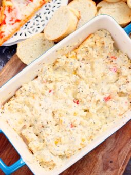 This Baked Feta Dip is the perfect appetizer for game days. Smooth, creamy, and bursting with flavor, this dip contains just a few simple ingredients and is ready in no time!