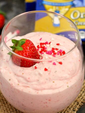 This Strawberry Cheesecake Mousse is light, creamy, and bursting with flavor. It's an easy dessert that will impress your Valentine's sweetheart!