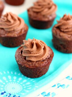 These Brownie Bites with Nutella Frosting are thick, fudgy, and chewy. Topped with a creamy Nutella frosting and made in bite-sized form, these make the ultimate treat!