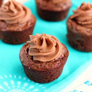 These Brownie Bites with Nutella Frosting are thick, fudgy, and chewy. Topped with a creamy Nutella frosting and made in bite-sized form, these make the ultimate treat!