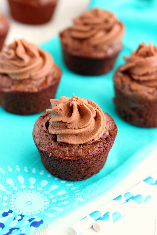 These Brownie Bites with Nutella Frosting are thick, fudgy, and chewy. Topped with a creamy Nutella frosting and made in bite-sized form, these make the ultimate treat!