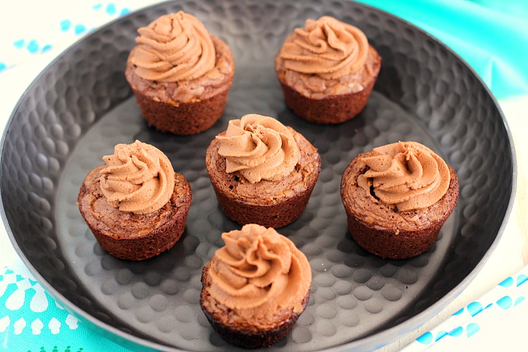 These Brownie Bites with Nutella Frosting are thick, fudgy, and chewy. Topped with a creamy Nutella frosting and made in bite-sized form, these make the ultimate treat!