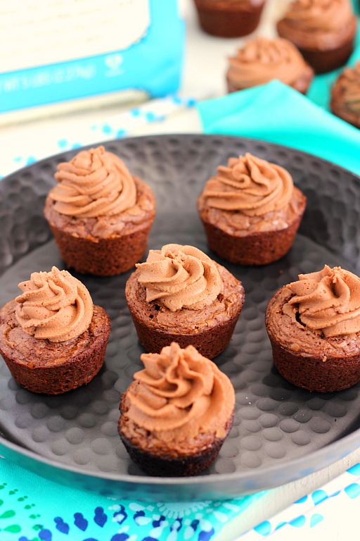 These Brownie Bites with Nutella Frosting are thick, fudgy, and chewy. Topped with a creamy Nutella frosting and made in bite-sized form, these make the ultimate treat!