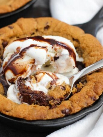 skillet cookie in a mini cast iron