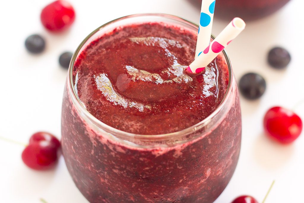 These Berry Cherry Wine Slushies are a refreshing, frozen cocktail to enjoy during the warmer months. With just three ingredients and hardly any prep work, you can have this drink ready to sip on in less than five minutes. Perfect for parties, get-togethers, or just because, you'll be whipping up this sweet drink all year long!