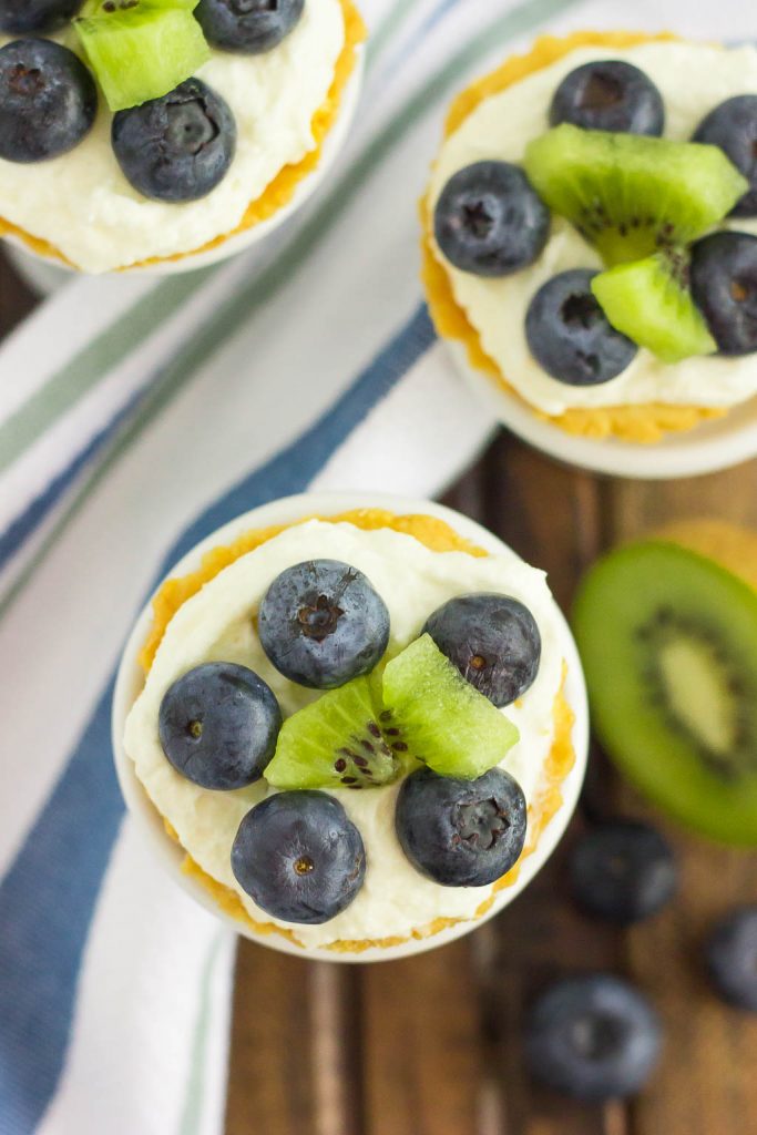 These Mini Blueberry Kiwi Tarts start with a simple, vanilla crust that's packed with a creamy mascarpone filling and topping with fresh blueberries and kiwi. This easy, make-ahead dessert is perfect to serve for your next party or get-together!