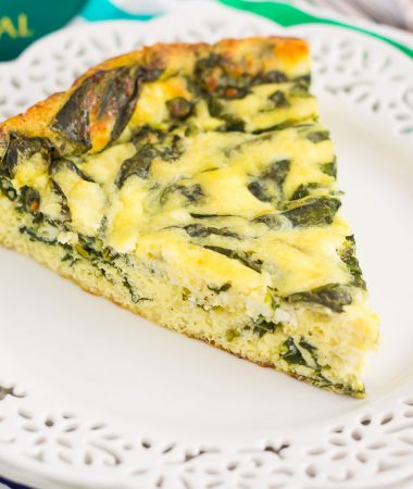 This Spinach and Feta Frittata is full of fresh spinach and creamy feta cheese. It's healthy, gluten free, and perfect for just about any meal. If you're looking for that delicious meatless dish for breakfast, brunch, or dinner, then this is it!