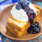 This Grilled Pound Cake with Mascarpone Cream and Blueberries is an easy dessert that's perfect for summer. Slices of pound cake are lightly grilled and topped with mascarpone whipped cream and blueberries. Fast, fresh, and simple to prepare, this dish is ready in less than 20 minutes and is sure to be a crowd-pleaser!