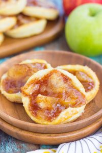 apple danish with caramel sauce on a plate